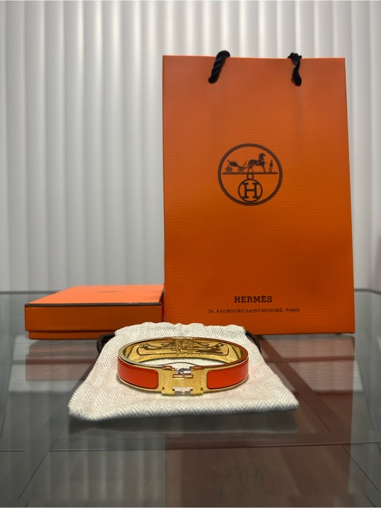 Hermes Other - Hermes Orange And Gold Clic
H Bracelet